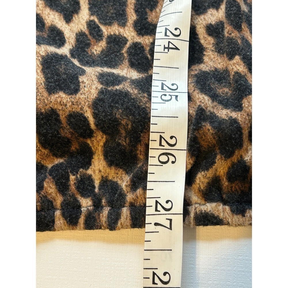 Michael Michael Kors Leopard Print Scoop Neck‎ 3/4 Sleeve Blouse Brown Large - Picture 8 of 9